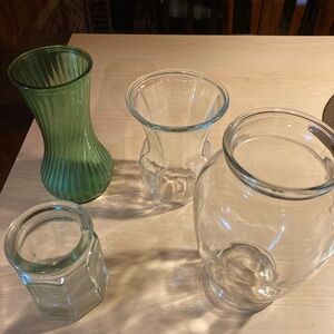 vintage flower vase collection 4 pieces glass ben rickert europa swirl green